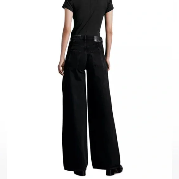 NEW - rag & bone Sofie spliced high rise wide leg in highland (black) - 25 -$325 - Picture 2 of 8